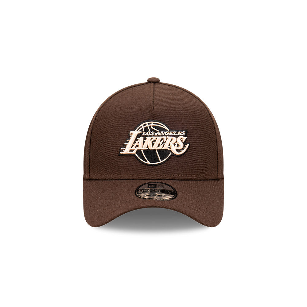 LA Lakers Hat - Brown Stone 9Forty A-Frame NBA Snapback Cap - New Era